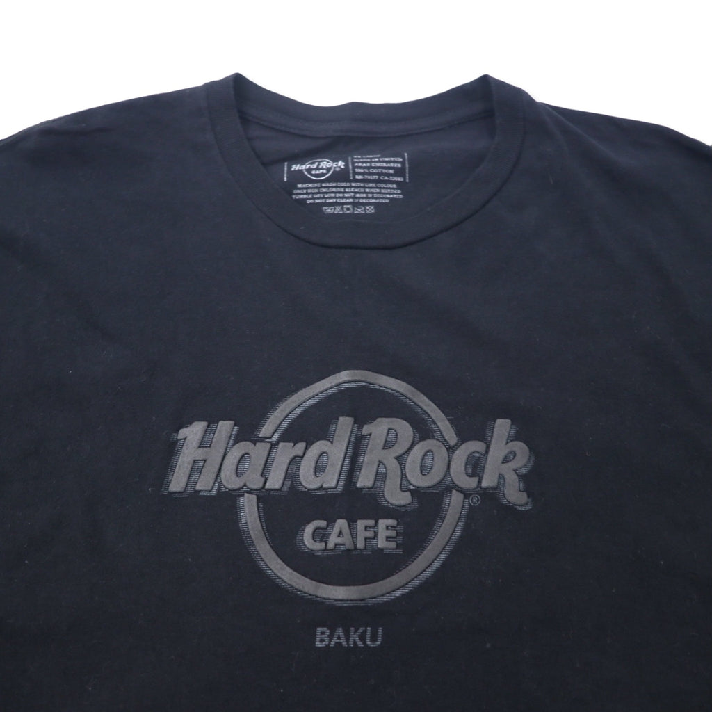 Hard Rock CAFE Logo Print T-Shirt XXL Black Cotton BAKU Big Size