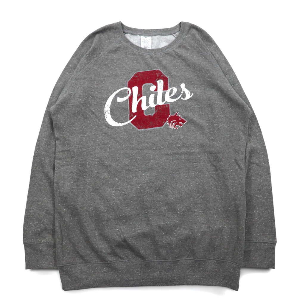 Chiles Big Size College Print Sweatshirt XL Grey Cotton Fleece Football