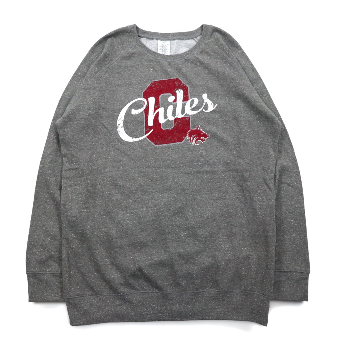 Chiles Big Size College Print Sweatshirt XL Grey Cotton Fleece Football