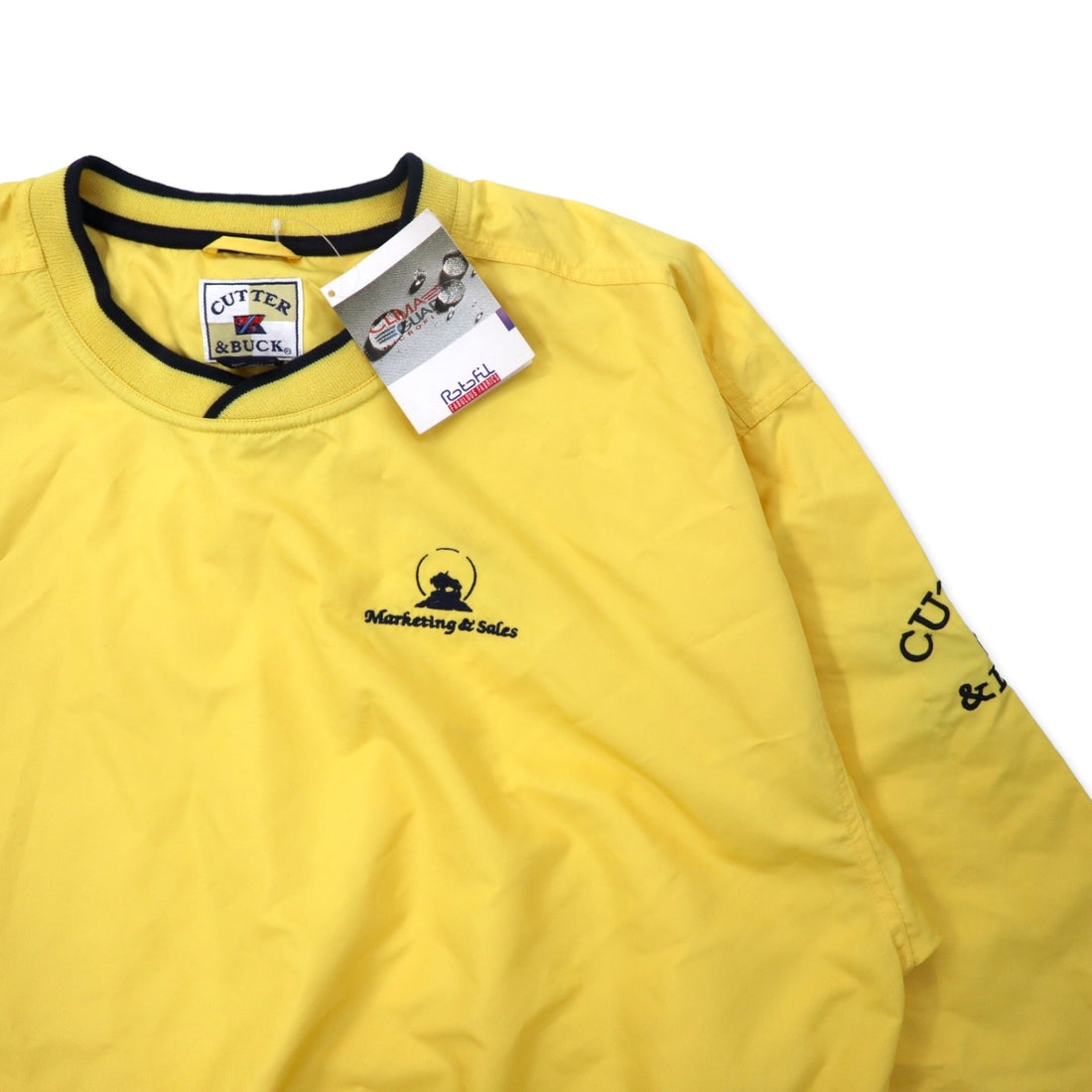 CUTTER &amp; BUCK Piste Pullover Nylon Jacket L Yellow Polyester CLIMA GUARD Waterproof Breathable US Company Embroidery Unused