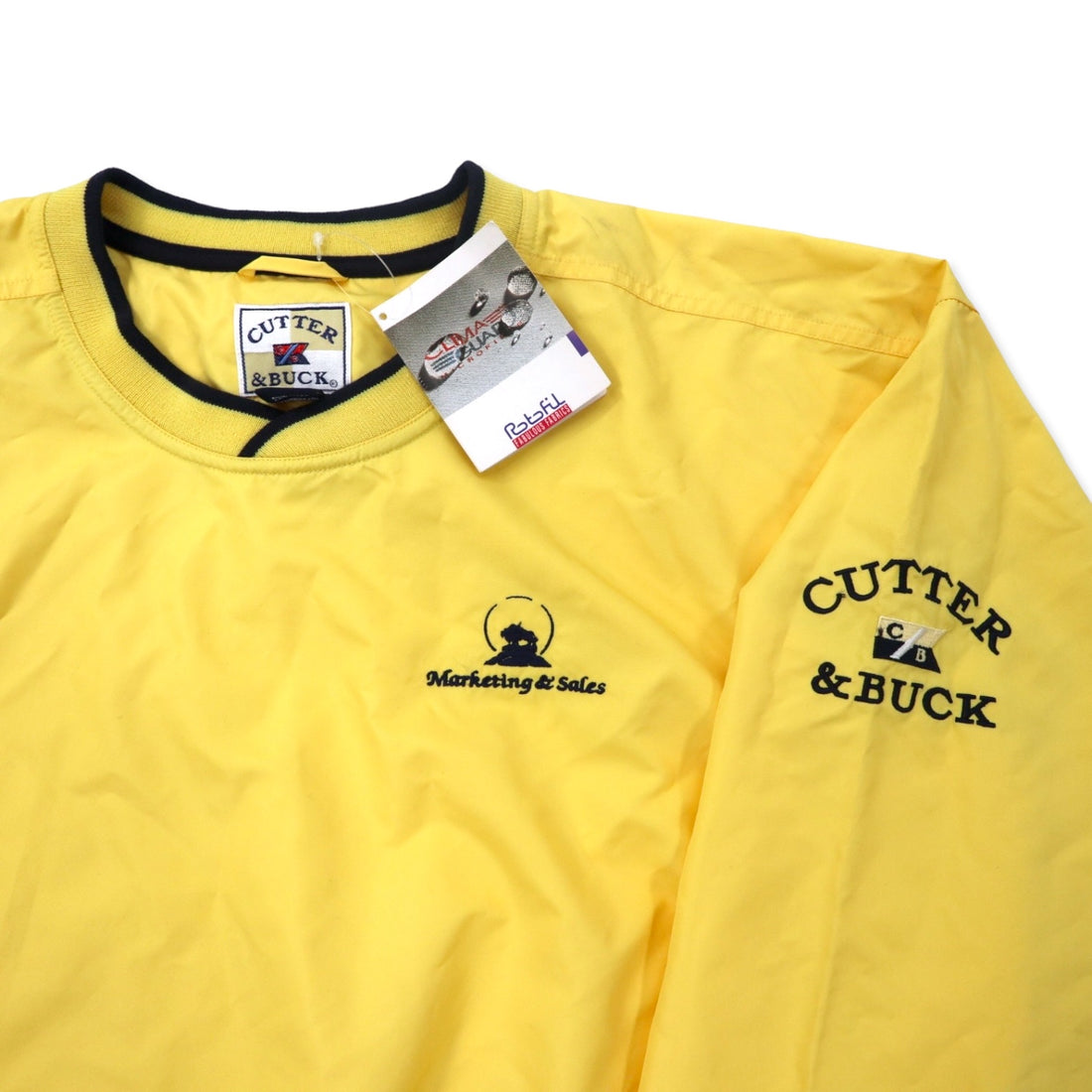 CUTTER &amp; BUCK Piste Pullover Nylon Jacket L Yellow Polyester CLIMA GUARD Waterproof Breathable US Company Embroidery Unused