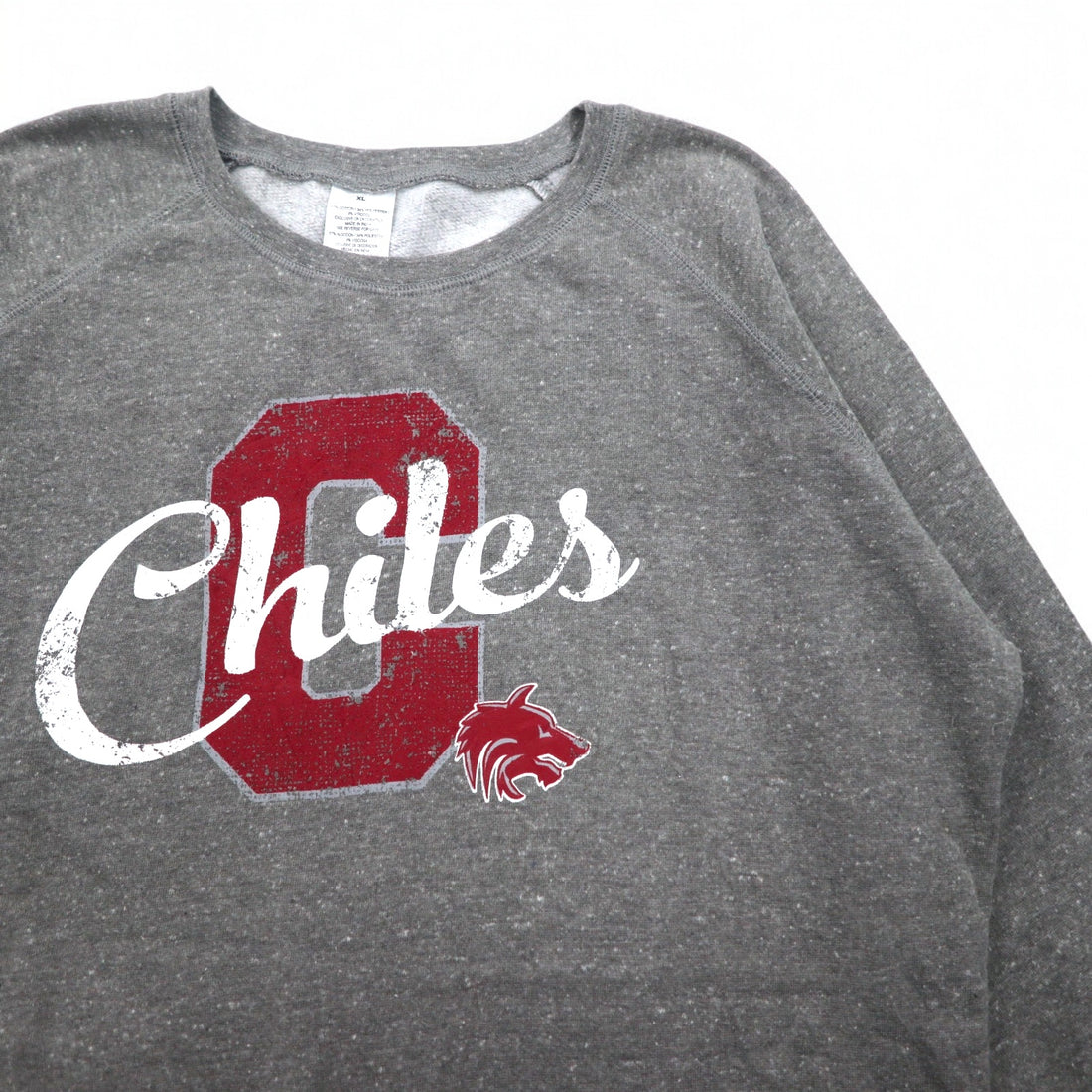 Chiles Big Size College Print Sweatshirt XL Grey Cotton Fleece Football