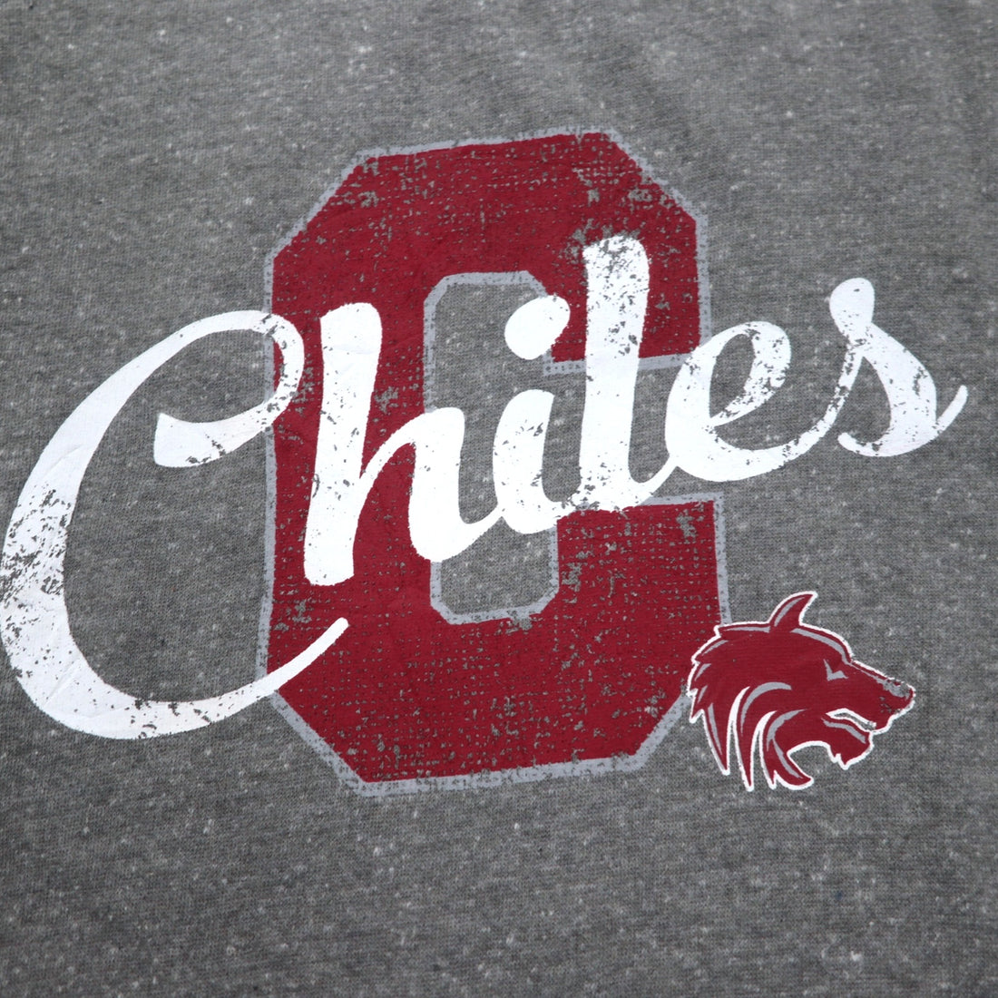 Chiles Big Size College Print Sweatshirt XL Grey Cotton Fleece Football