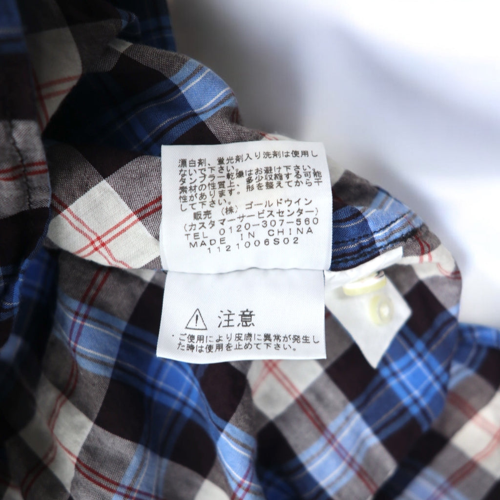 THE NORTH FACE Button Down Shirt XL Blue Check Cotton NR11248H
