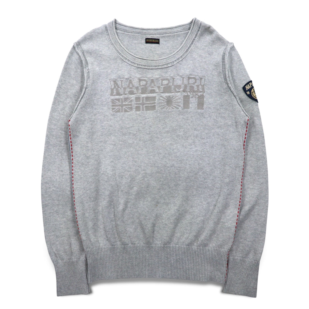 NAPAPIJRI Cotton Knit Sweater M Grey Patch S13-DELEVEN S1358E