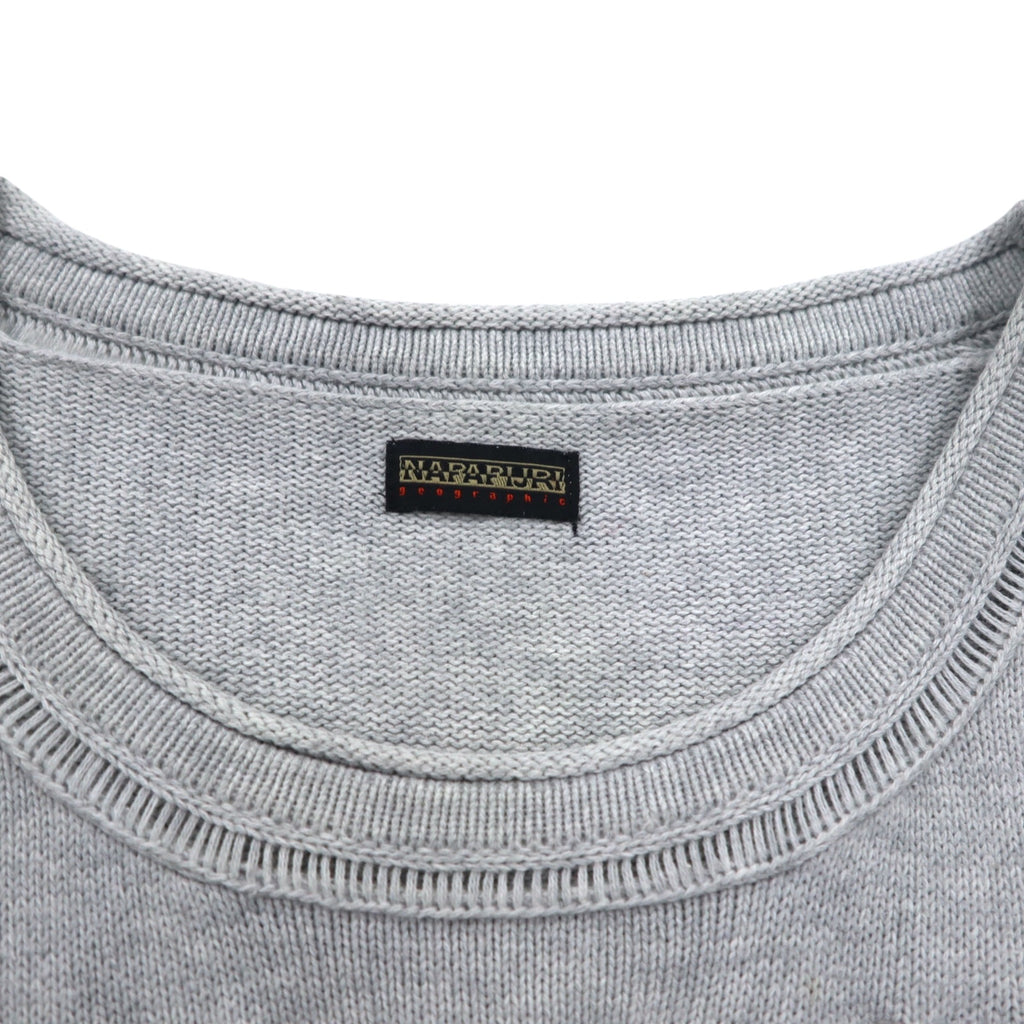 NAPAPIJRI Cotton Knit Sweater M Grey Patch S13-DELEVEN S1358E
