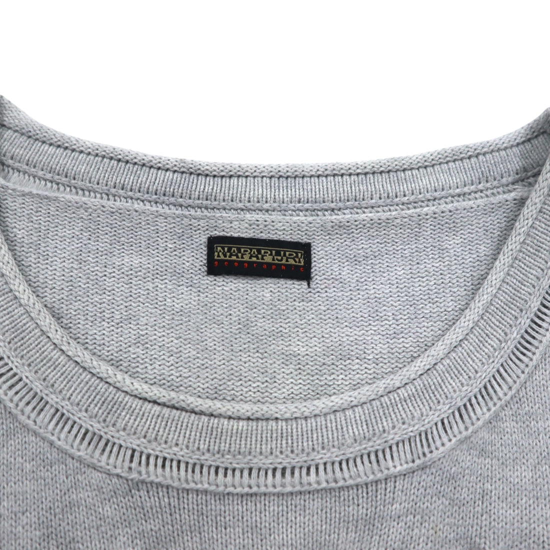 NAPAPIJRI Cotton Knit Sweater M Grey Patch S13-DELEVEN S1358E