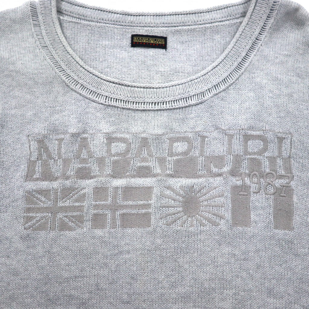 NAPAPIJRI Cotton Knit Sweater M Grey Patch S13-DELEVEN S1358E