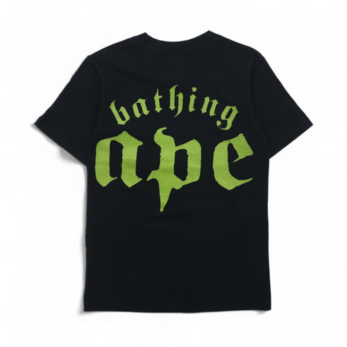 A Bathing Ape Logo Print T-Shirt, XS, Black, Cotton, Double-Sided Print, Made in Japan