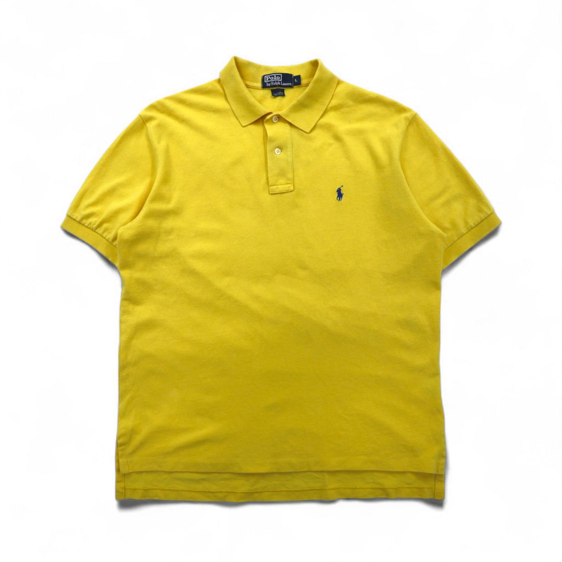 Polo by Ralph Lauren 90s Polo Shirt, Size L, Yellow Cotton, Pique, Small Pony Embroidery