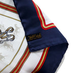 CELINE Made in Italy Old Scarf Navy White Silk Horse Harness All-over Pattern Unused