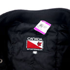 CANADA SPORTSWEAR Made in Canada Leather Sleeve Stadium Jacket XL Black Wool Leather Embroidery PEACE HILLS