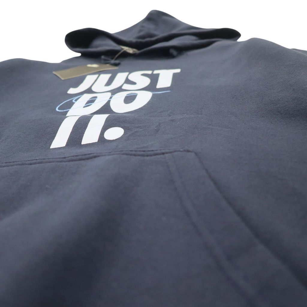 NIKE Pullover Hoodie L Navy Cotton Fleece Swoosh Logo JUST DO IT HOODIE 928717-451 Unused