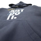NIKE Pullover Hoodie L Navy Cotton Fleece Swoosh Logo JUST DO IT HOODIE 928717-451 Unused