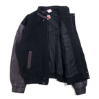CANADA SPORTSWEAR Made in Canada Leather Sleeve Stadium Jacket XL Black Wool Leather Embroidery PEACE HILLS