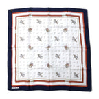 CELINE Made in Italy Old Scarf Navy White Silk Horse Harness All-over Pattern Unused