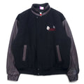 日本然リトテ-古着オンライン-CANADA SPORTSWEAR カナダ製 袖レザー スタジャン XL ブラック ウール レザー 刺繍 PEACE HILLS-CANADA SPORTSWEAR Canada Made Sleeve Leather Varsity Jacket XL Black Wool Leather Embroidery PEACE HILLS