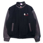 日本然リトテ-古着オンライン-CANADA SPORTSWEAR カナダ製 袖レザー スタジャン XL ブラック ウール レザー 刺繍 PEACE HILLS-CANADA SPORTSWEAR Canada Made Sleeve Leather Varsity Jacket XL Black Wool Leather Embroidery PEACE HILLS