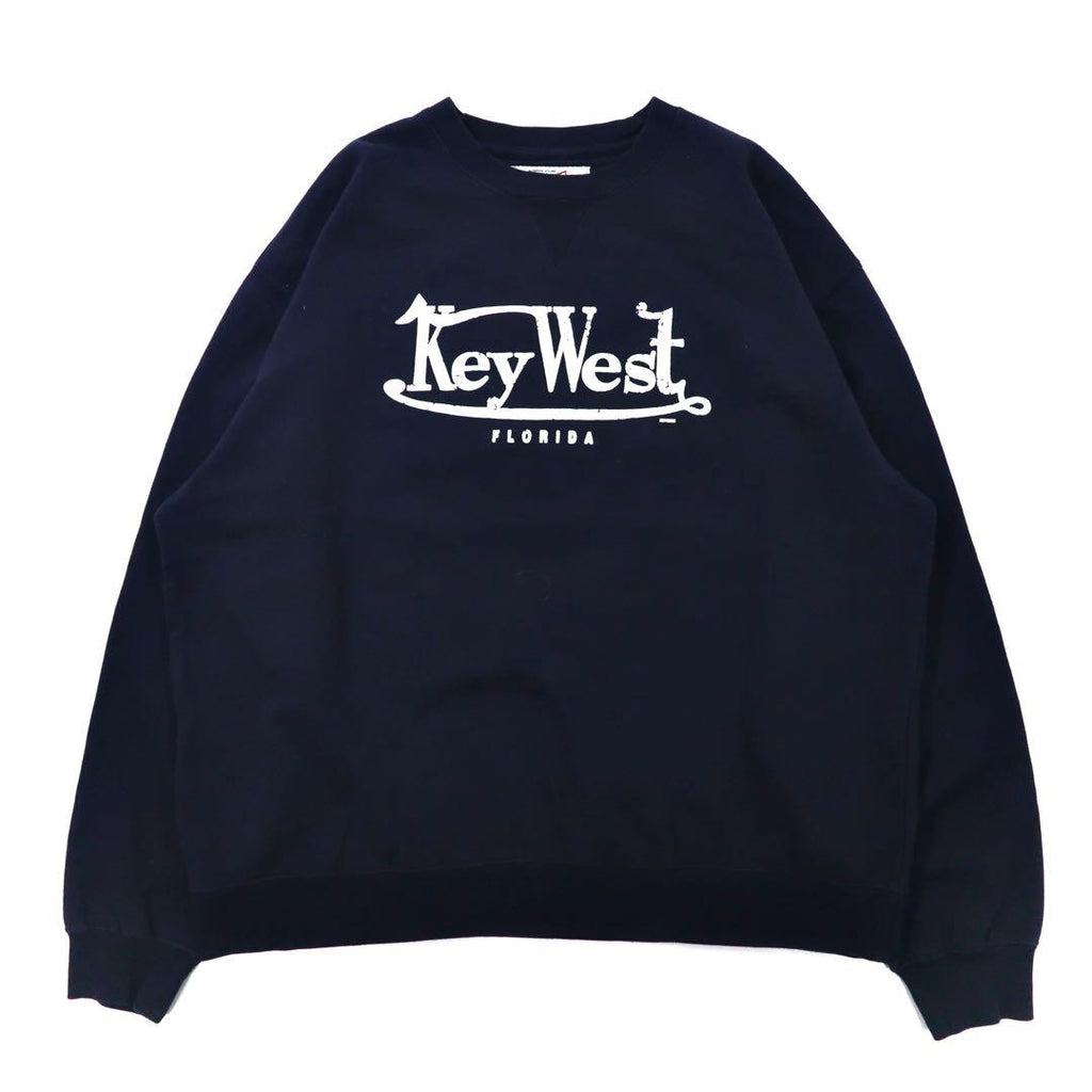 Rag Wear USA Big Size Printed Sweatshirt XXL Navy Cotton BIG COTTON Brushed Back Paki Cotton Key West FLORIDA Front V Made in Pakistan