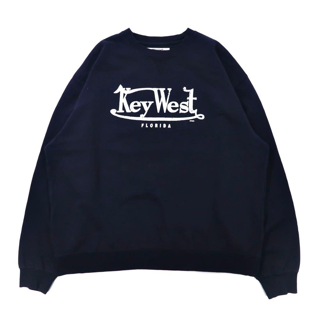 Rag Wear USA Big Size Printed Sweatshirt XXL Navy Cotton BIG COTTON Brushed Back Paki Cotton Key West FLORIDA Front V Made in Pakistan