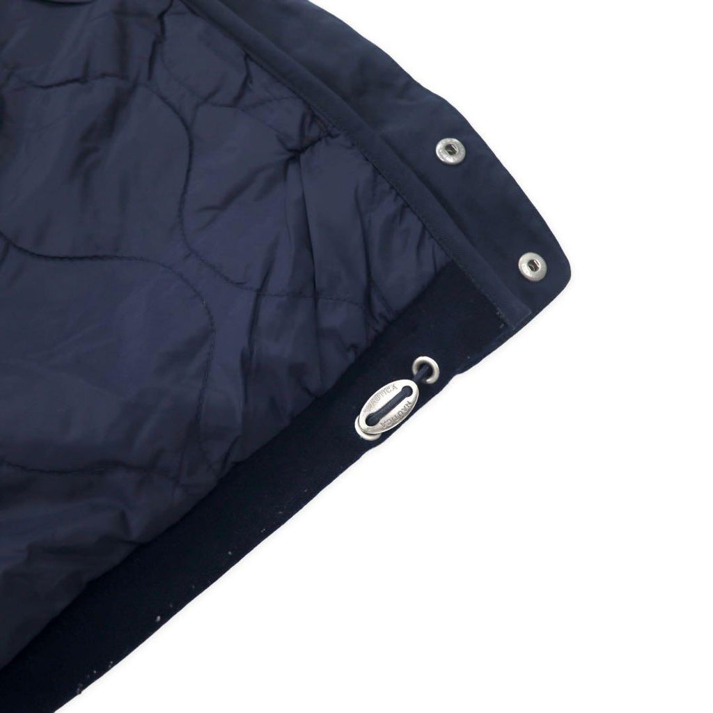 NAUTICA Different Materials Overcoat XL Navy Wool Hood Retractable Double Zip