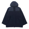 NAUTICA Different Materials Overcoat XL Navy Wool Hood Retractable Double Zip