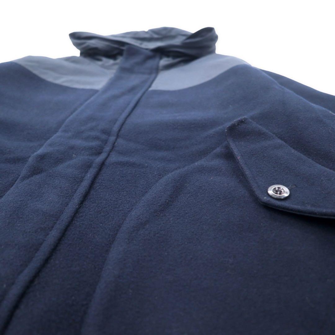 NAUTICA Different Materials Overcoat XL Navy Wool Hood Retractable Double Zip