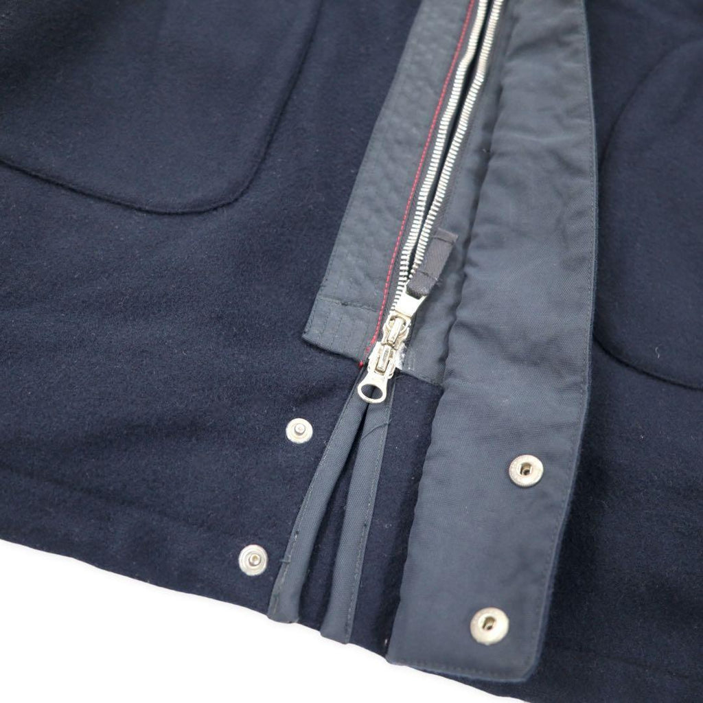 NAUTICA Different Materials Overcoat XL Navy Wool Hood Retractable Double Zip