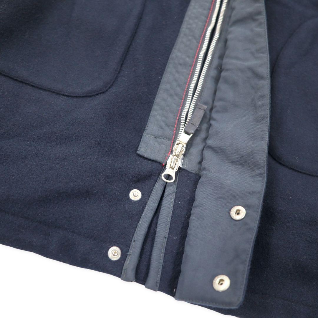 NAUTICA Different Materials Overcoat XL Navy Wool Hood Retractable Double Zip