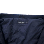 NAUTICA Different Materials Overcoat XL Navy Wool Hood Retractable Double Zip