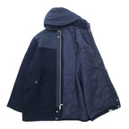 NAUTICA Different Materials Overcoat XL Navy Wool Hood Retractable Double Zip