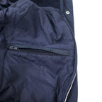 NAUTICA Different Materials Overcoat XL Navy Wool Hood Retractable Double Zip
