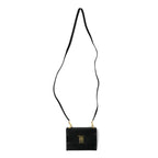 Salvatore Ferragamo Wallet with Shoulder Strap Black Leather 22 5619 Vara Bow Made in Italy