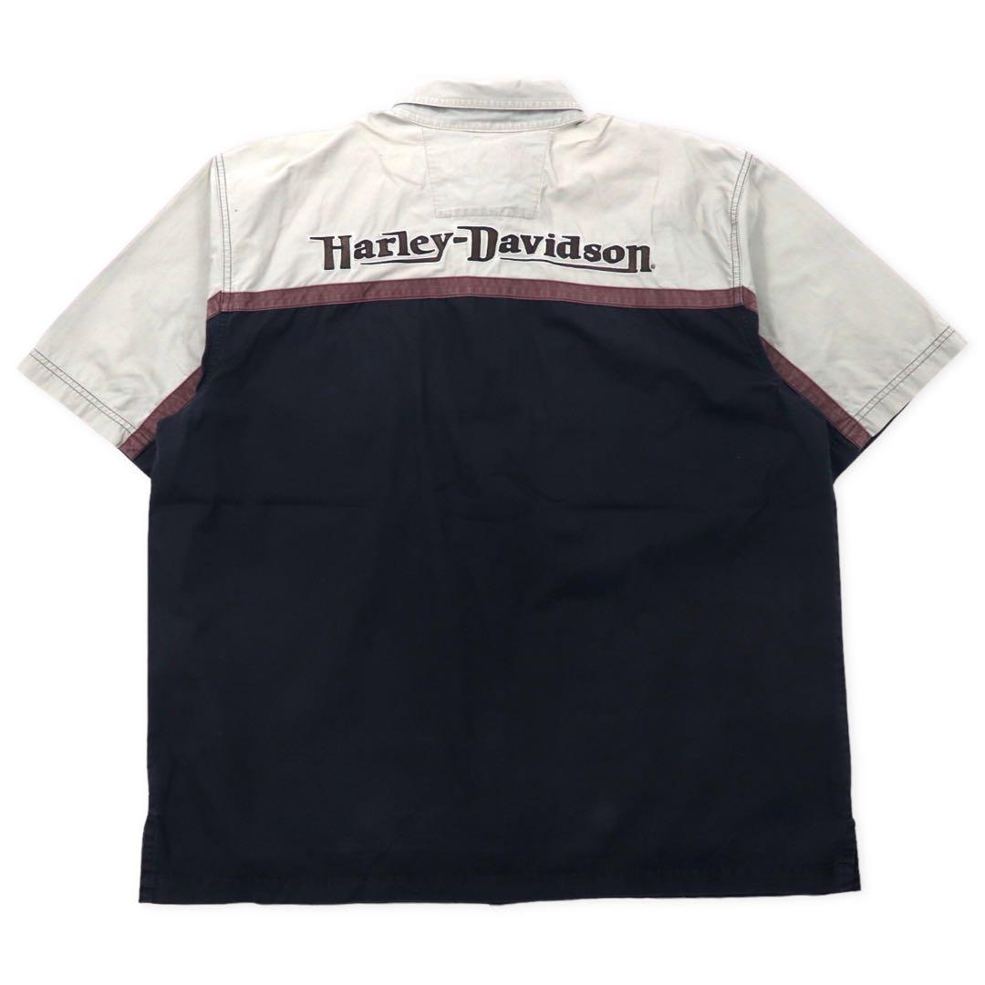 HARLEY DAVIDSON Short Sleeve Work Shirt XL Black Cotton Logo Embroidery