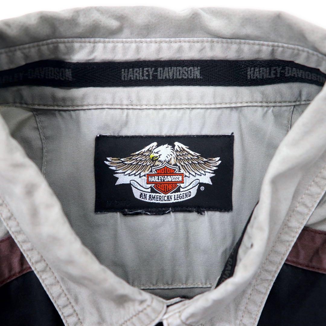 HARLEY DAVIDSON Short Sleeve Work Shirt XL Black Cotton Logo Embroidery
