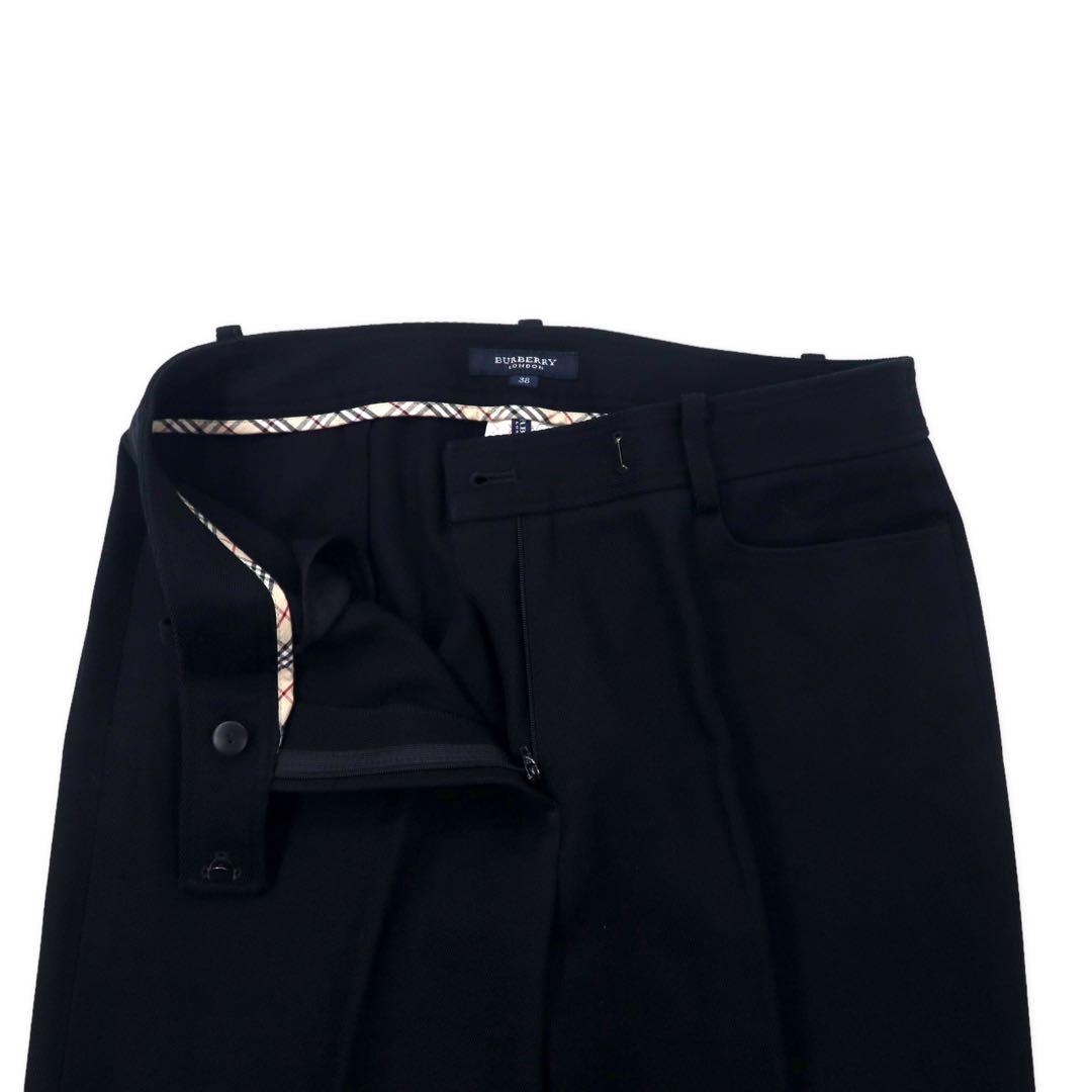 BURBERRY Boot Cut Slack Pants 38 Black Wool Center Press