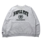 JAN SPORT Made in USA 90's College Print Sweatshirt XXL Gray Cotton Brushed Lining NORFOLK STATE UNIVERSITY Big Size