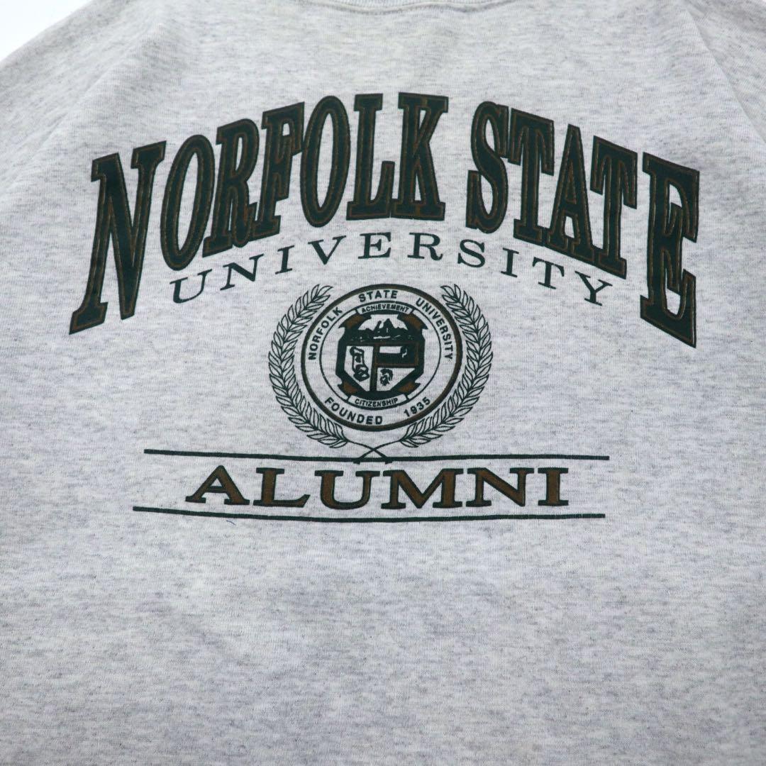 JAN SPORT Made in USA 90's College Print Sweatshirt XXL Gray Cotton Brushed Lining NORFOLK STATE UNIVERSITY Big Size