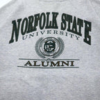 JAN SPORT Made in USA 90's College Print Sweatshirt XXL Gray Cotton Brushed Lining NORFOLK STATE UNIVERSITY Big Size