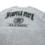 JAN SPORT Made in USA 90's College Print Sweatshirt XXL Gray Cotton Brushed Lining NORFOLK STATE UNIVERSITY Big Size
