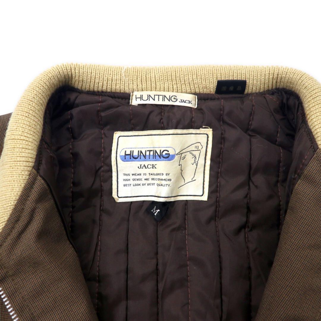 HUNTING JACK 80's Flight Jacket M Brown Polyester Quilted Liner Made in Japan