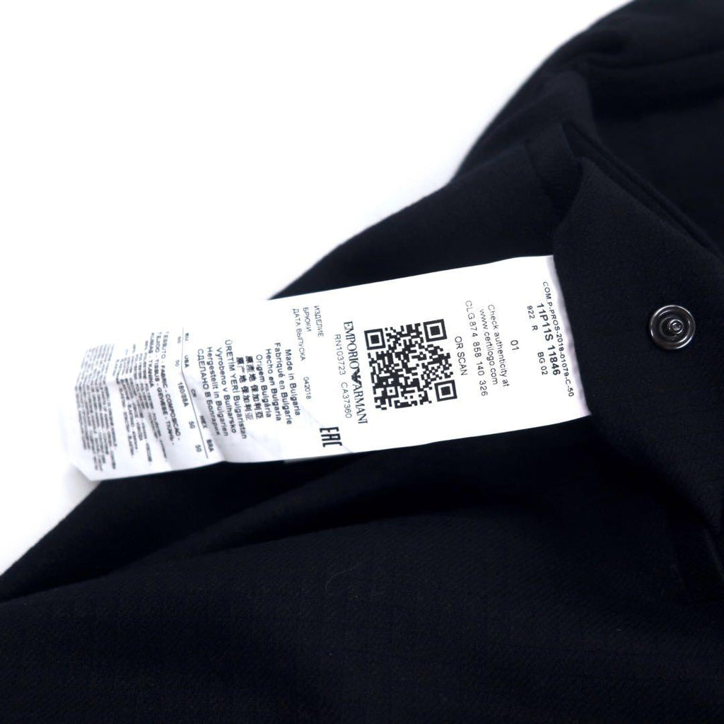 EMPORIO ARMANI Slack Pants 50 Navy Check Polyester Stretch 11P11S 11846 Made in Bulgaria Unused