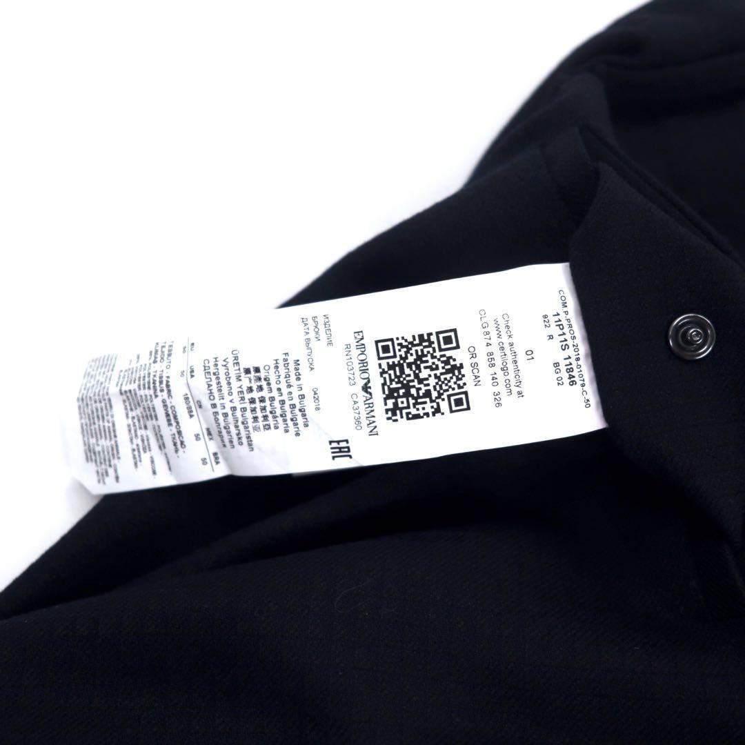 EMPORIO ARMANI Slack Pants 50 Navy Check Polyester Stretch 11P11S 11846 Made in Bulgaria Unused