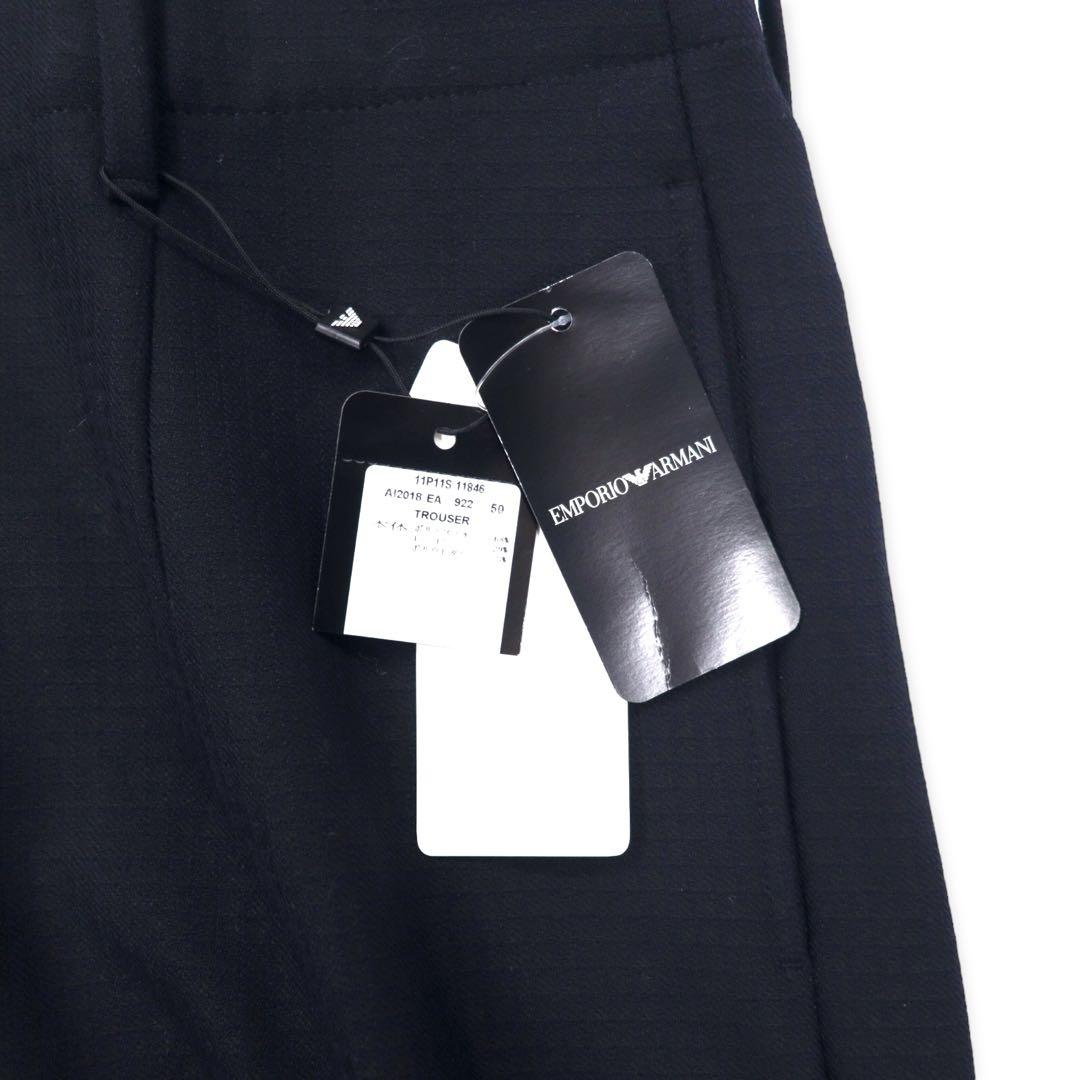 EMPORIO ARMANI Slack Pants 50 Navy Check Polyester Stretch 11P11S 11846 Made in Bulgaria Unused