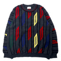 Alba Moda 3D Knit Sweater L Gray All Over Pattern Wool Euro Vintage