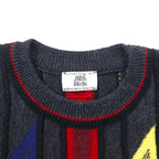Alba Moda 3D Knit Sweater L Gray All Over Pattern Wool Euro Vintage