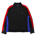 POLO RALPH LAUREN Half Zip Track Shirt XL Black Cotton PIMA SOFT TOUCH Side Line Small Pony Embroidery