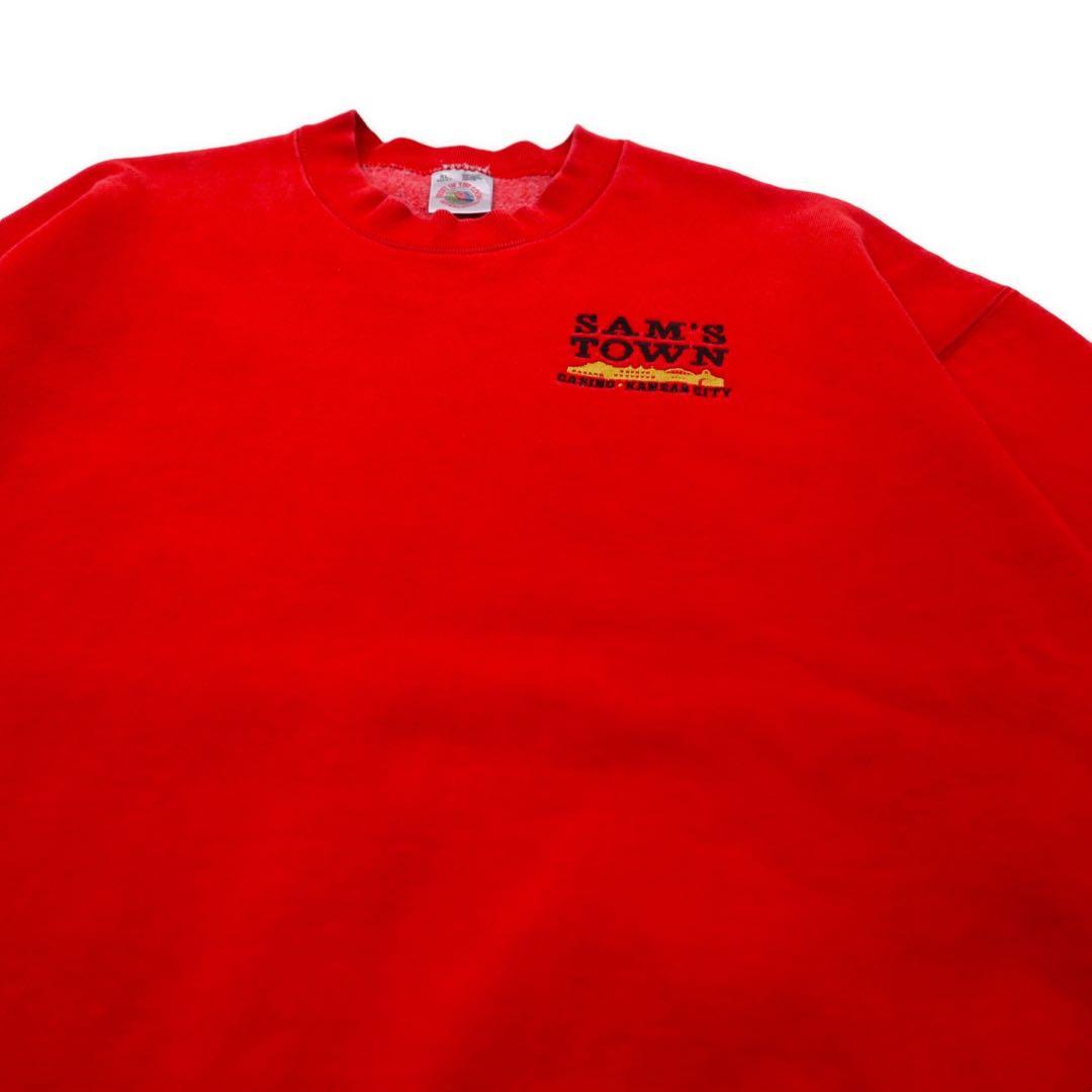 FRUIT OF THE LOOM Made in USA 90's Sweatshirt XL Red Cotton Brushed Back SAM'S TOWN Big Size