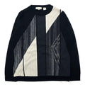 PRONTO UOMO USA crew neck knit sweater M black acrylic all over pattern stripe