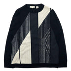 PRONTO UOMO USA crew neck knit sweater M black acrylic all over pattern stripe